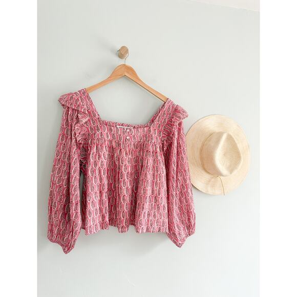 Emerson Fry | India Collection | NWT Emerson Fry Adelina Blouse in Rosey | Sz L - Picture 2 of 12